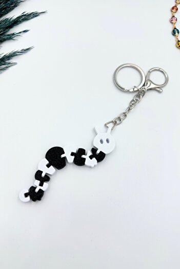 Lusida Design Caterpillar Figured Flexible Jointed Black Keychain Bag and Pen Holder Ornament