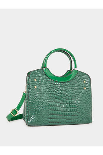 Take Two By Styli Croc Skin Double Top Handles Handbag with Purse Set