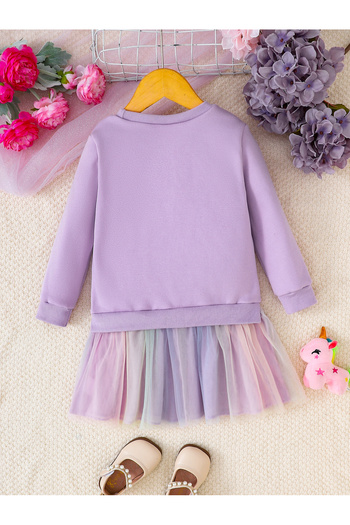 Take Two By Styli Girls Purple Unicorn Sweatshirt and Mesh Skirt Set