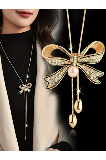 Take Two By Styli Embellished Bow Detail Necklace