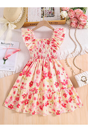 Take Two By Styli Girls Pink Floral A-Line Dress