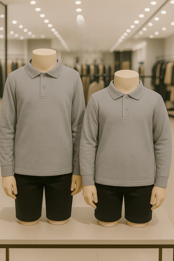 Loule 100% Cotton 2 Pieces Long Sleeve Polo Neck T-Shirt Ll.Dic.In1.002