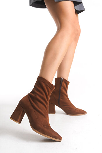 Shoesers Γυναικείες μπότες με φερμουάρ Stretch με χοντρό τακούνι