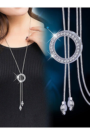 Take Two By Styli Embellished Circle Drop Necklace