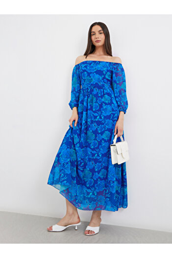 Take Two By Styli Off Shoulder Floral Print A-Line Maxi Dress