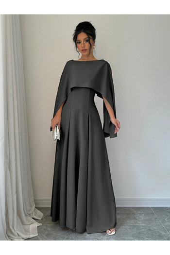Take Two By Styli Solid Cape Sleeve A-Line Maxi Dress