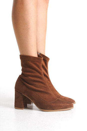 Shoesers Γυναικείες μπότες με φερμουάρ Stretch με χοντρό τακούνι