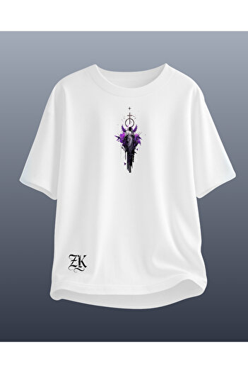 CATHECAT White Special Design Printed Oversize Unisex Tshirt