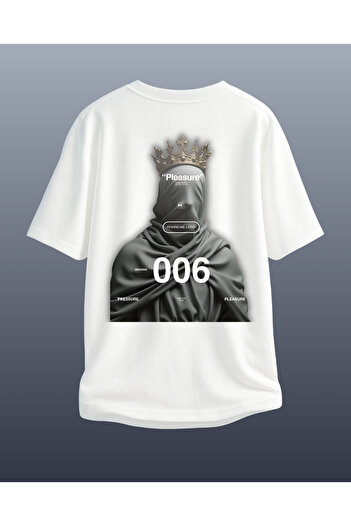 CATHECAT White Special Design Printed Oversize Unisex Tshirt
