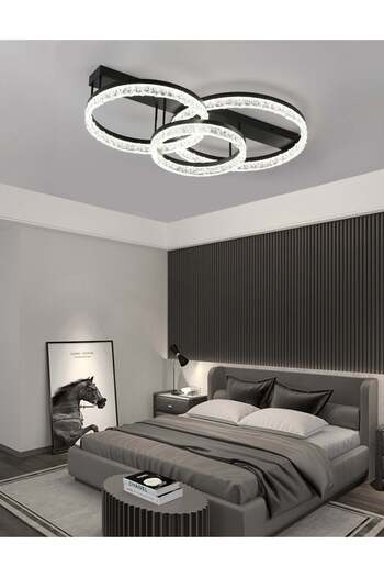 RFAN LED Chandelier, Model T9898/3, with Remote Control, 3 Light Types, 240W, Black