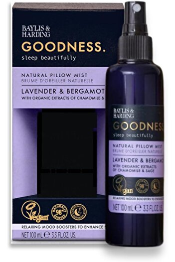 Baylis & Harding Goodness Sleep Beautifully Pillow Mist 100 ml | Lavender & Bergamot with Organic Ch