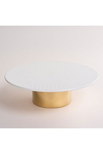 LA MESA white porcelain cake stand with gold base