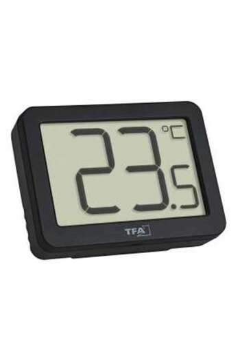 TFA Digital Room Thermometer with Magnetic Stand, Black, 30.1065.01
