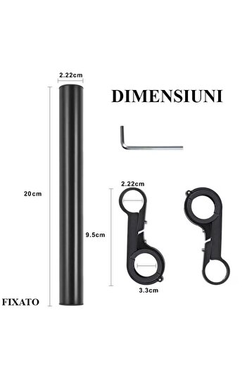 FIXATO Bicycle Handlebar Extension,Electric Scooter,20 cm,includes Anti-scratch Rubber Handlebar Tape,Black