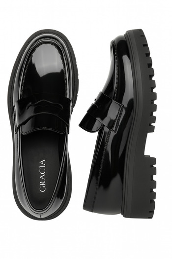 ALTA GRACIA Дамски обувки Rugan Black Loafer с дебели подметки, стилен модерен дизайн, за ежедневно носене в офиса, ортопедични, за училище, за младежи