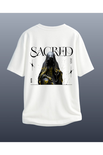 CATHECAT White Special Design Printed Oversize Unisex Tshirt