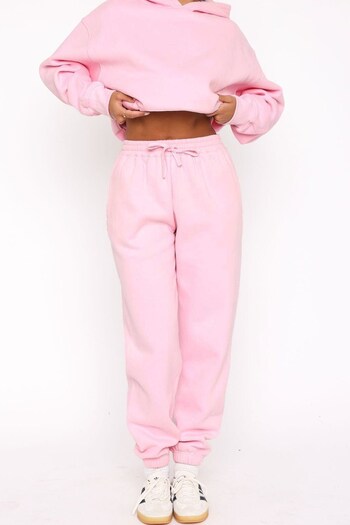 The Champ Clothing Σετ αθλητικών φόρμας Unisex Oversize Ροζ – Basic, 3-κλωνο ριγέ φλις; Φούτερ με κουκούλα, ελαστικό κάτω μέρος