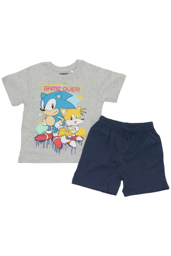 Sonic Children's short-sleeved pajamas, 100% cotton, multicolor, size 104 cm, Game Over,