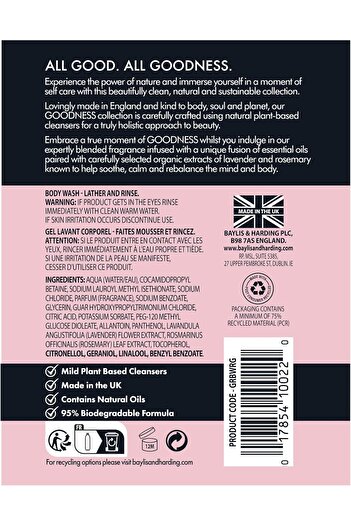 Baylis & Harding Goodness Rose & Geranium Body Wash, 500ml | Organic Extracts with Lavender and Rose