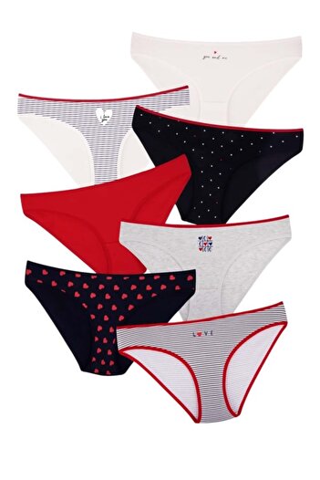 Centini Set 7 perechi chiloti dama clasici Miramar, imprimeu marinaresc