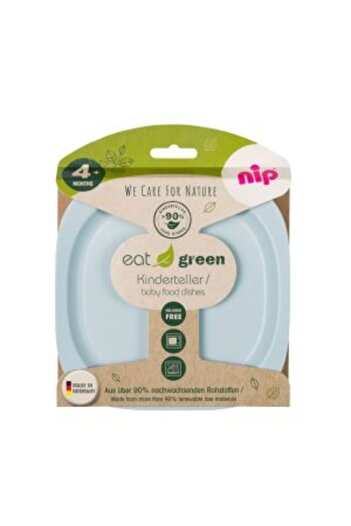 Nip Set of 2 Eat Green flat plates for children's food, made of bio plastic, dishwasher safe