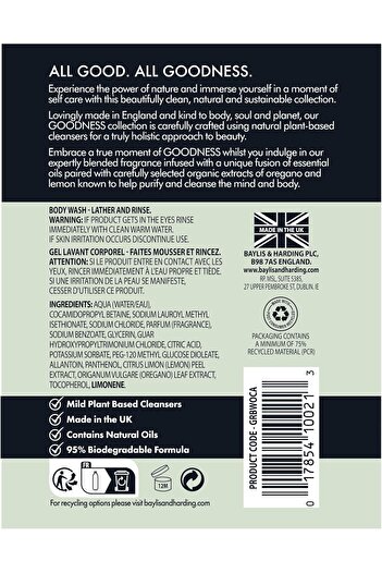Baylis & Harding Goodness Oud, Cedar and Amber Body Wash, 500 ml (Pack of 1)