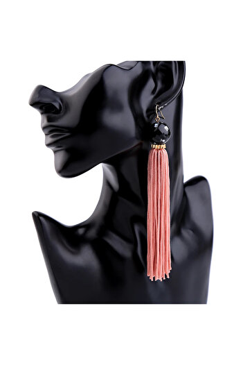 lor Long Statement Earrings with Pink Tassels