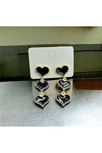 Candy Nuveria the Ladder of Love - Enamel Dangle Gold Heart Earrings
