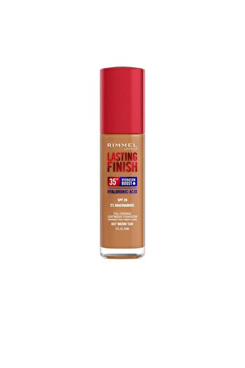 RIMMEL LONDON Fond de ten hidratant, LASTING FINISH SPF20, 407 warm tan, 30 ml