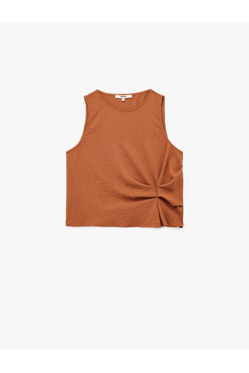 Koton Sleeveless Crew Neck Drape Detail Blouse
