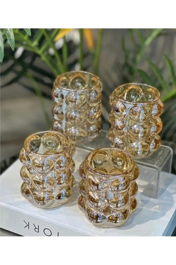 Furkan 2-Pack Bubble Decorative Honey Color Glass Vase Cup