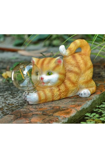 TOPI TOY Solar-powered lamp, cat, warm white light, height 14.5 cm