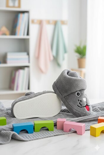 Oksit Cute Animals Velcro Anti-Slip Sole Nursery Home School Shoes Baby Kids Slippers Home Boots