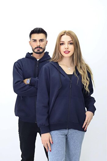Bala Giyim Unisex Hooded Kangaroo Pocket Zippered Sweatshirt