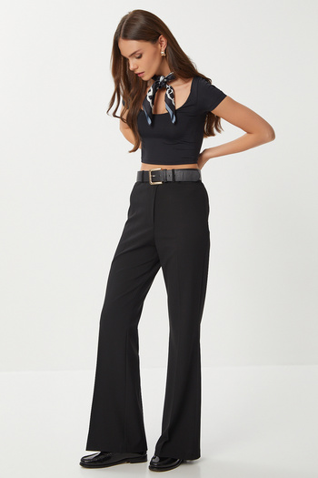 Lovelyİstanbul Lightweight Spanish Leg Polyviscon Pants Lgp0020 Black