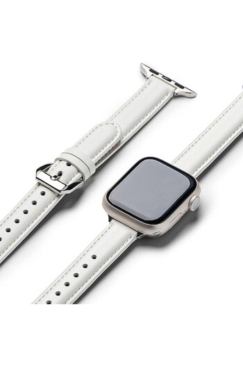 Stef's Cat Curea pentru Apple Watch SE 40mm, U58, Piele naturala, White