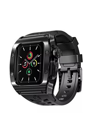 Stef's Cat Husa pentru Apple Watch 7/8/9 45mm + Curea, U74, Policarbonat, Black