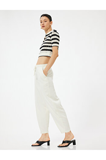 Koton Carrot Trousers Lace-up Waist Regular Waist Pocket Detailed Modal
