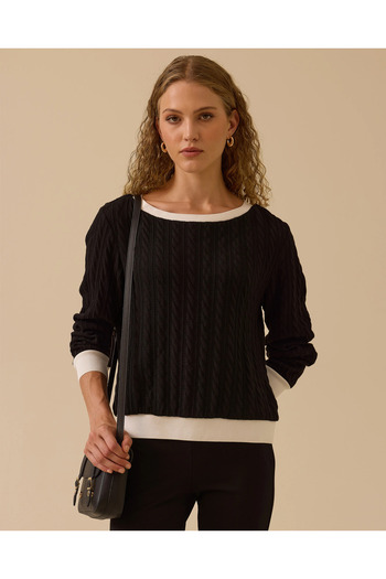 SEÇİL Round Neck Knitted Patterned Blouse