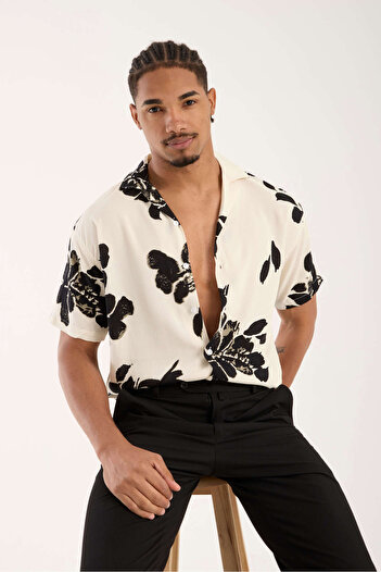 İLKCET MODA Ethnic Patterned Men's Oversize Shirt