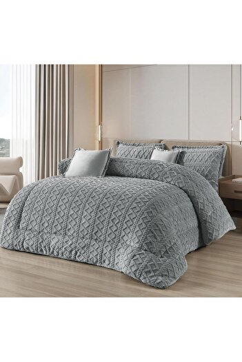MİNG Lİ Winter double bedspread, 6 pieces, two sides: velvet and fur, size 230x250 cm