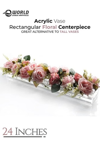 Eworld Acrylic Rectangular Dining Table Floral Vase for Centerpiece and Home Decor