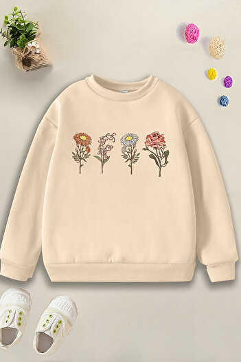 MYADA Natural Flowers Printed 3 Thread Premium Crew Neck Sweatshirt 24514
