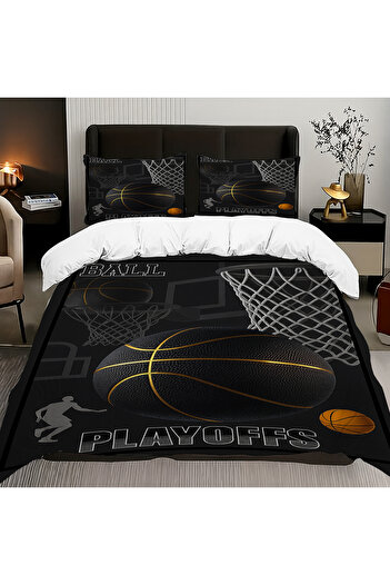 Else Dekor Basketball Patterned Cotton Satin Double Duvet Cover Set 200X220Cm