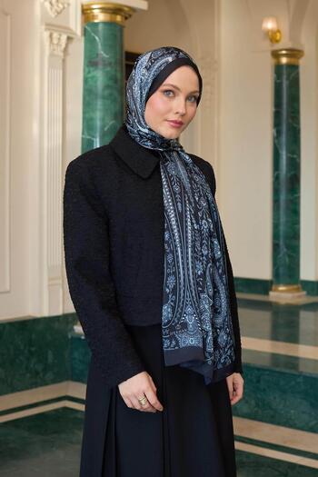 İpekhan Black Gray Indian Silk Shawl - 5009-10