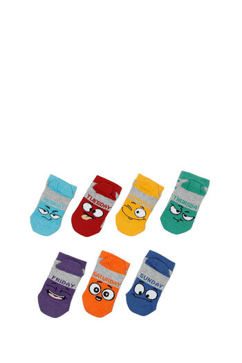 LC Waikiki Face Day 7 Li Ptk-B 4Pr Gray Multi Boys' 7 Pack Socks