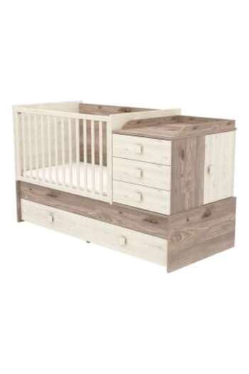 Mercaton Hubners Sofia Multi Kombi wooden convertible cot with 5 drawers 120×70 cm cream sand