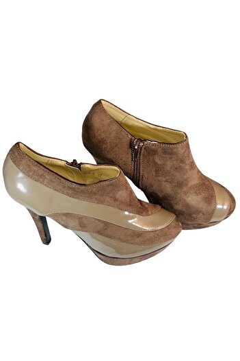 Vadodara Women's Ankle Boots Ideal Shoes, Platform, High Heel 13 cm, Taupe Gray, Size 37 EU