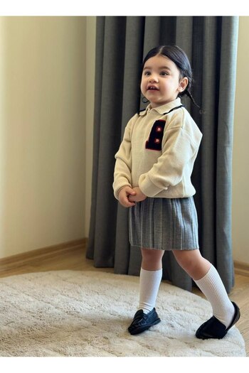 Tiny New Season Girls' Knitwear Skirted Top and Bottom Set