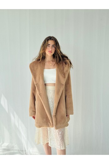 Retrobird Urban Retro Hooded Oversize Jacket Coat Women Camel